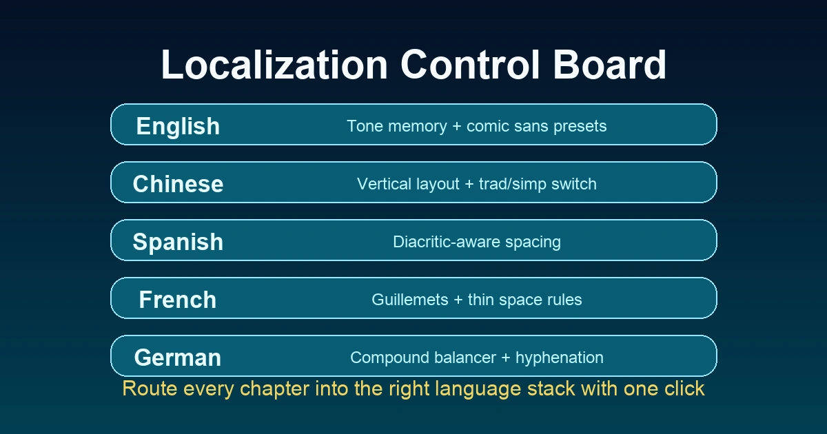 List of multilingual presets that extend how to translate manga to english for Chinese, Spanish, French, and German