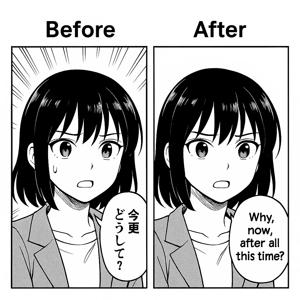 Side-by-side comparison showing original bubble, auto write-back, and a refined line break